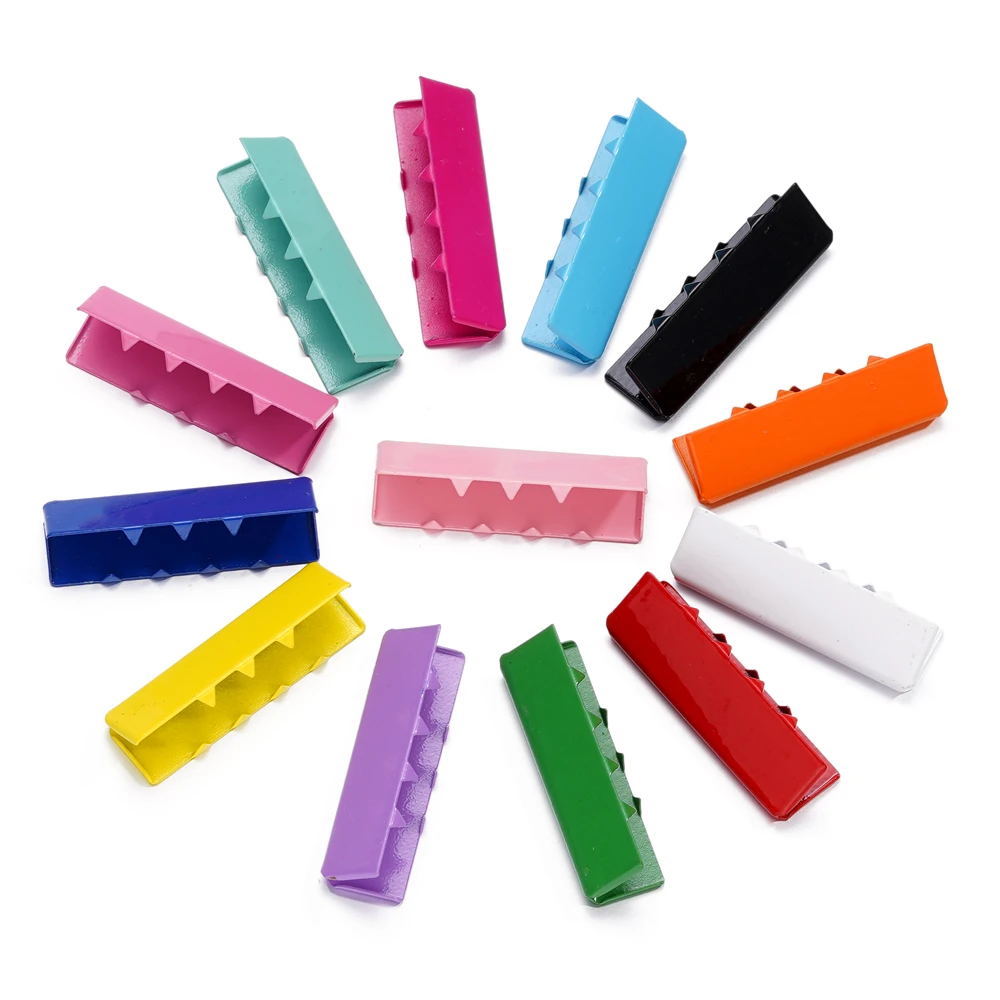 10pcs Colorful Crimp Beads Cove Clasps Cord End Caps String Ribbon Leather Clip Foldover Connectors for DIY Jewelry Findings