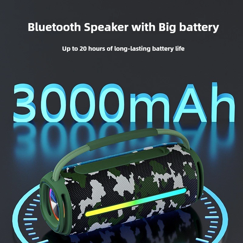 

New Outdoor Portable TWS Speakers with RGB Light 20W Subwoofer IPX6 Waterproof Bluetooth Speaker with Aux 3.5mm High Quality