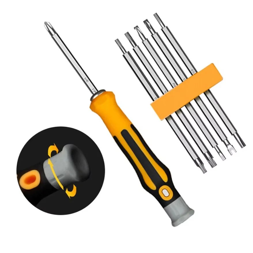 NJBLZQ 12In1 Yellow Screwdriver With Kit Convenient Outdoor Camping Portable Repair Tool Mini Screwdriver Set Hand Tools