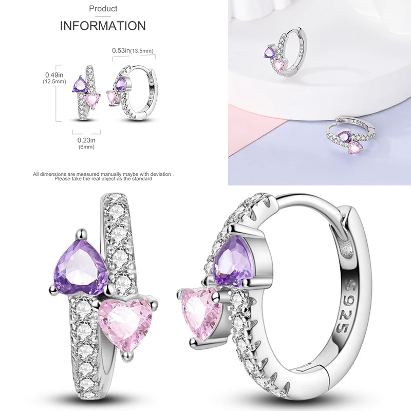 925 Sterling Silber Creolen Schmetterling Regenbogen Blume Tulpe Iris Lila Hängeohrringe Schmuck Geschenk für Frauen Mädchen – Detail 13
