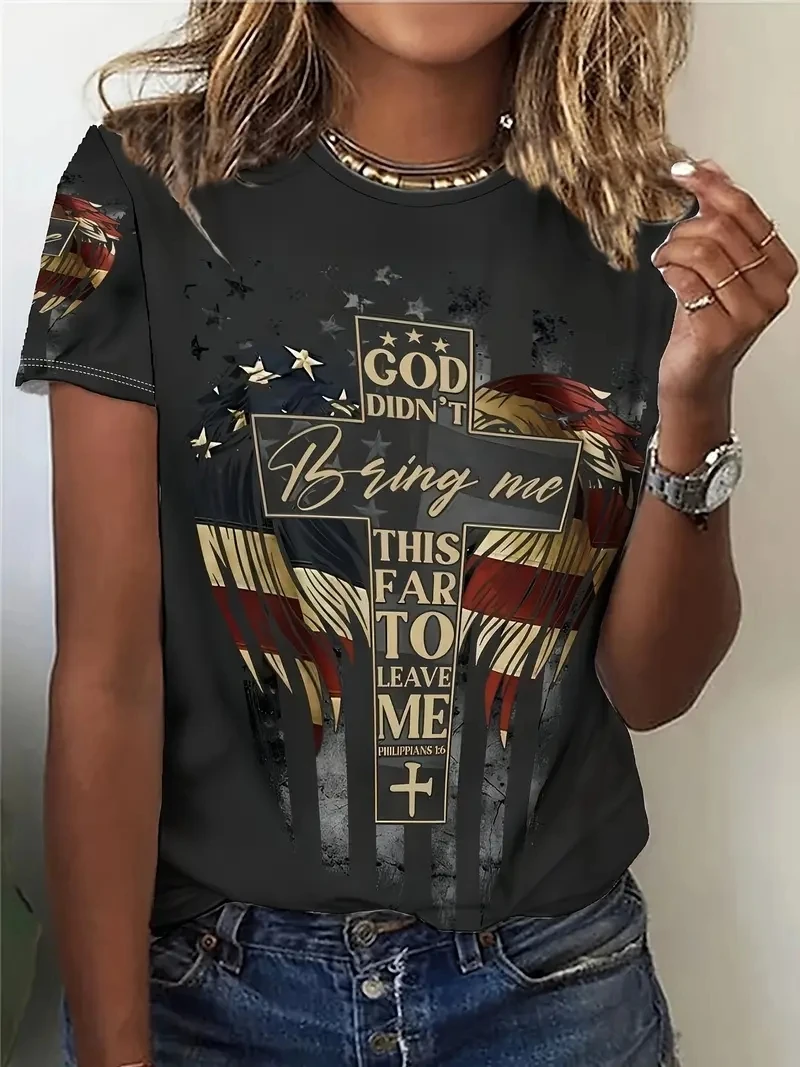 

Ladies' Plus Size 3D Printed Short Sleeved T-shirt, Loose and Casual, Soft, Comfortable and Breathable, Suitable Outdoor Sports