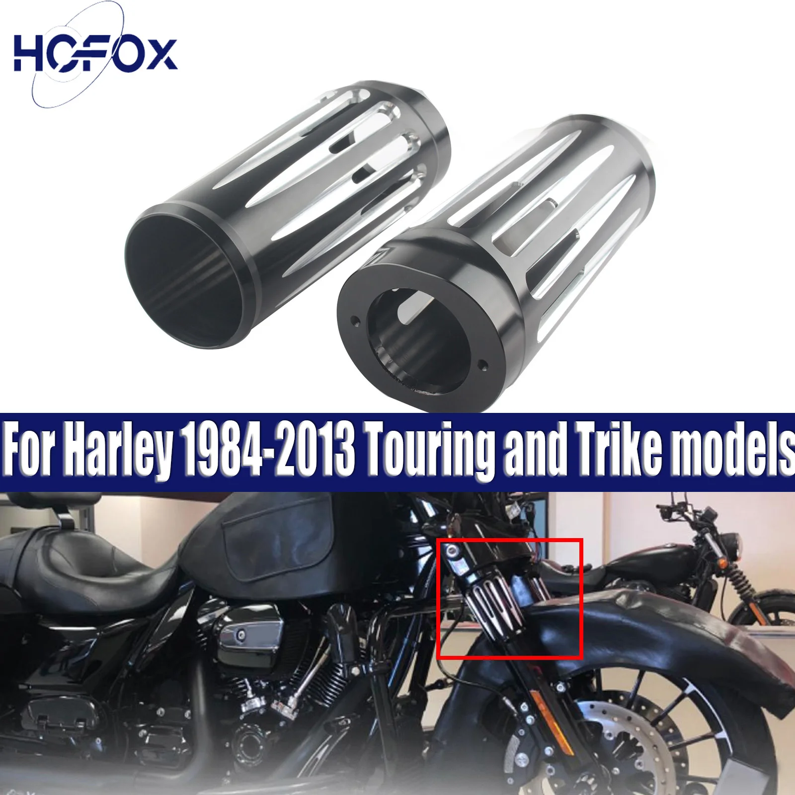 

Motorcycle Fork Slider Cover Cow Bells For Harley 1984-2013 Touring and Trike models