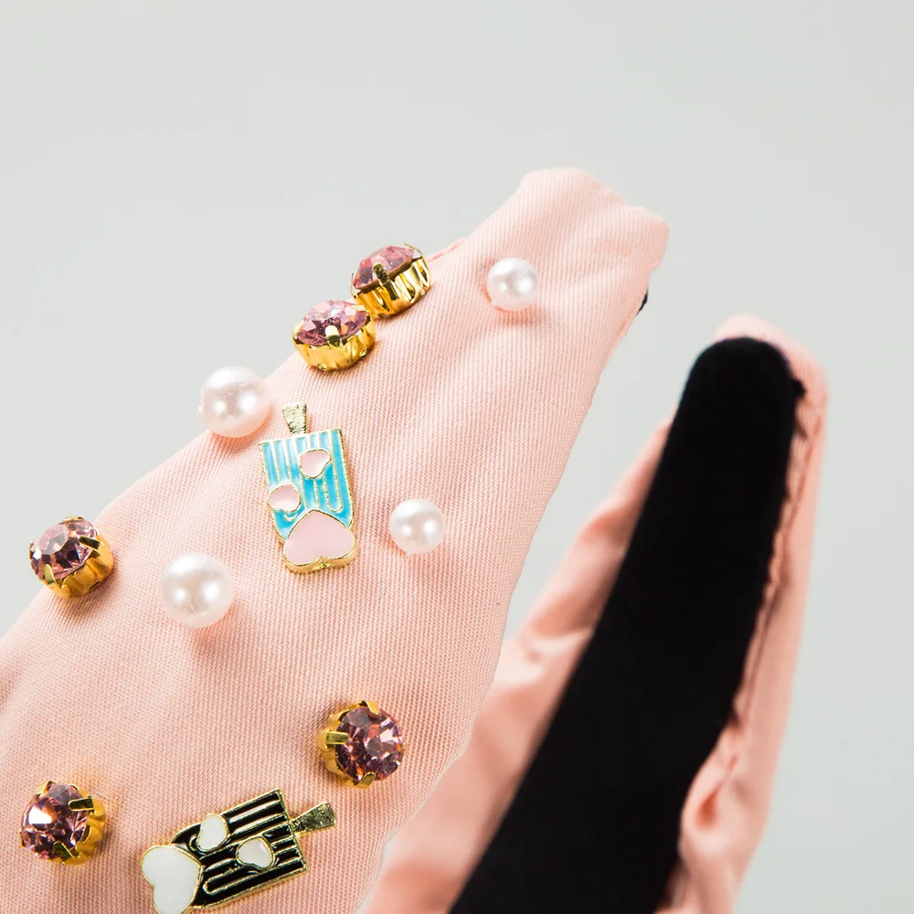 Spring Fashion New Baroque Headband Hand Sewn Gemstone Pearl Headband Personalized Ice Cream Accessories Hair Accessories 4