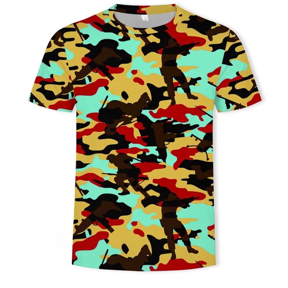 New Camouflage Clothes Leisure Men\'s and Women\'s T-Shirts Casual 3D Print Hip Hop Harajuku Personality Round Neck Short Sleeve