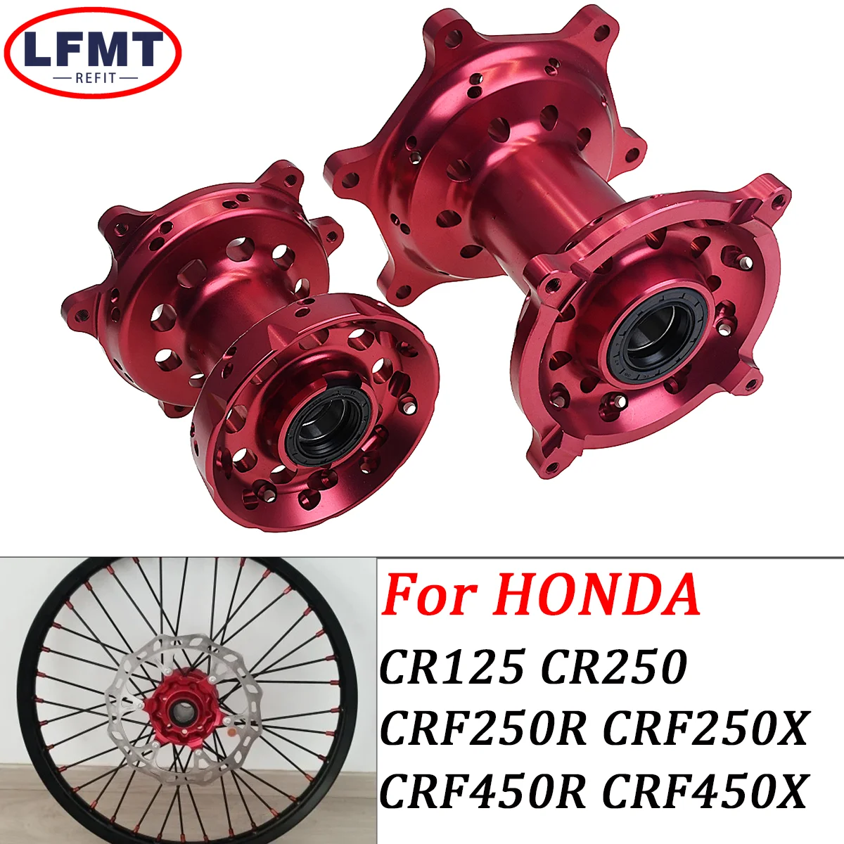 

Motorcycle 36 Holes CNC Front Rear Wheel Hub For HONDA CR125 CR250 CRF250R CRF250X CRF450R CRF450X Pit Dirt Off-road Bikes