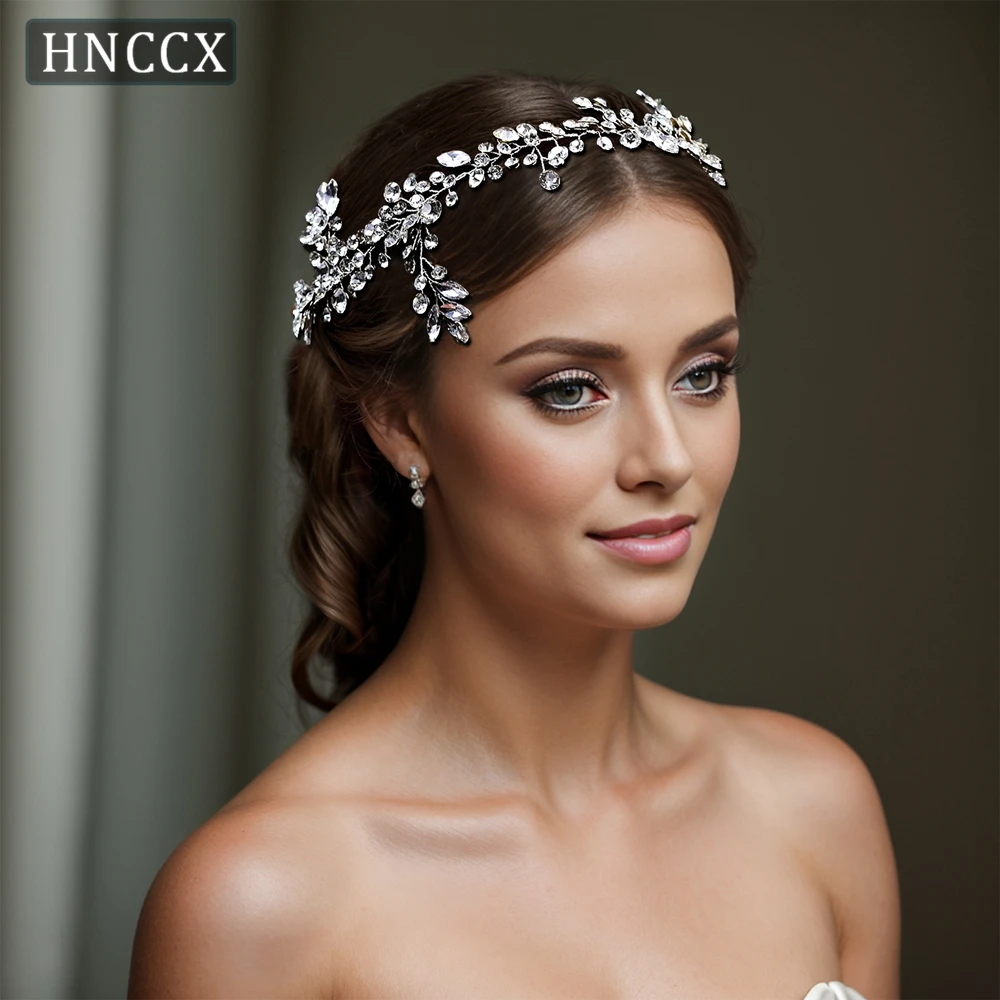 HNCCX-Bridal Rhinestone Headband para Mulheres, Shining Headpieces, Cor Prata, Acessórios de Cabelo, Headdress para Casamento, CP259