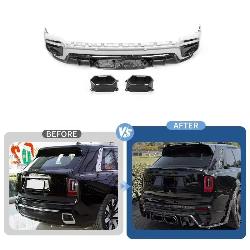 MSY Style Dry Carbon Fiber Rear Diffuser With Exhaust Tips for  Cullinan 2025 SUV Model