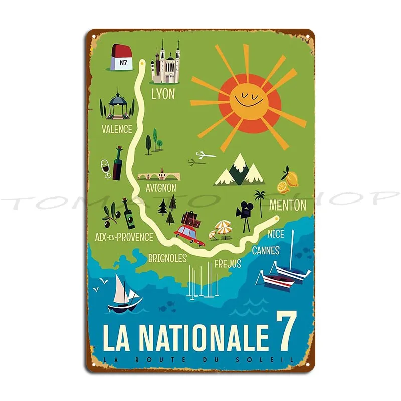 Route Du Soleil Metal Sign Poster Wall Cave Custom Decorationcharacter Tin Sign Poster