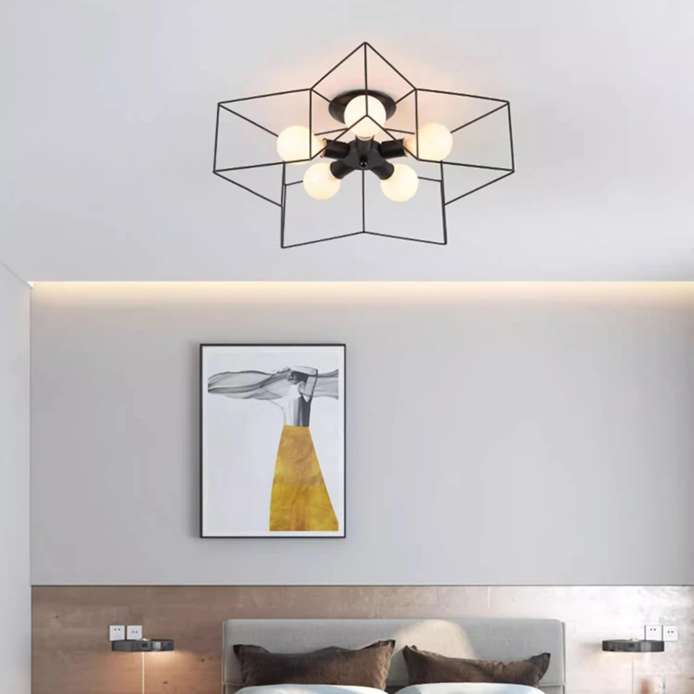 

Simple Pentagram Children's Room Living Room Restaurant Ceiling Lights Modern Personality Bedroom Led Nordic Lighting Fixtures