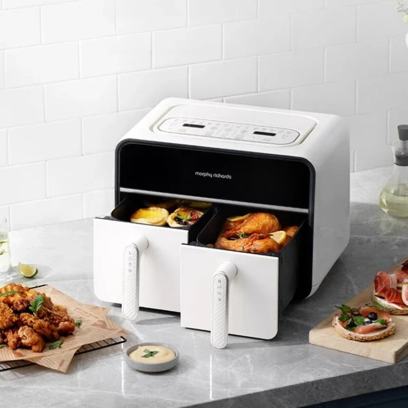 MORPHY RICHARDS 220V Air Fryer 8L Double Compartment Visual Electric Fryer Multif Home Double Barrel Double Gallon Fryer