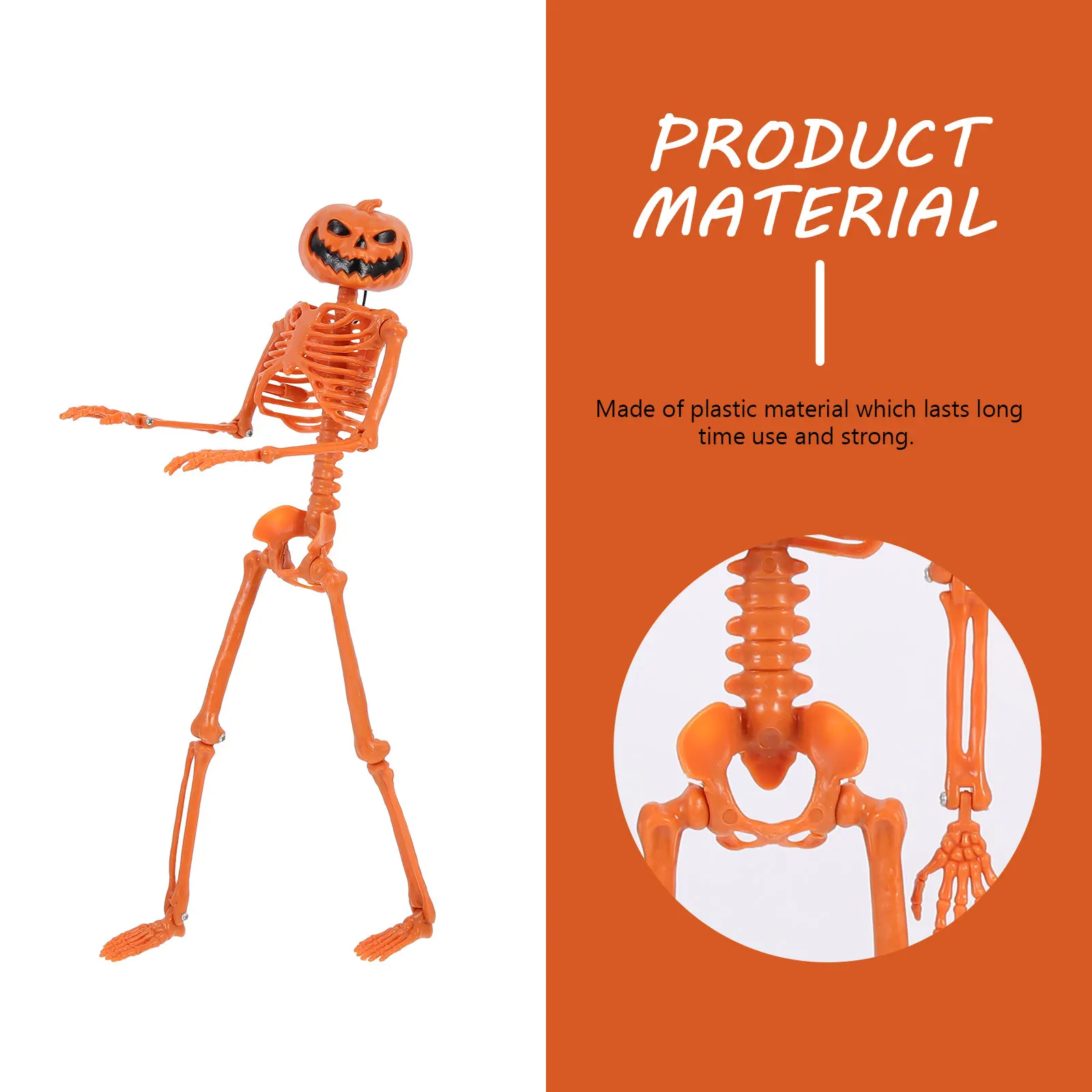 Decorazione in plastica Puntelli teschio di Halloween Corpo mobile Spaventoso artigianale Testa di zucca Decorazione appesa Atmosfera raccapricciante nament