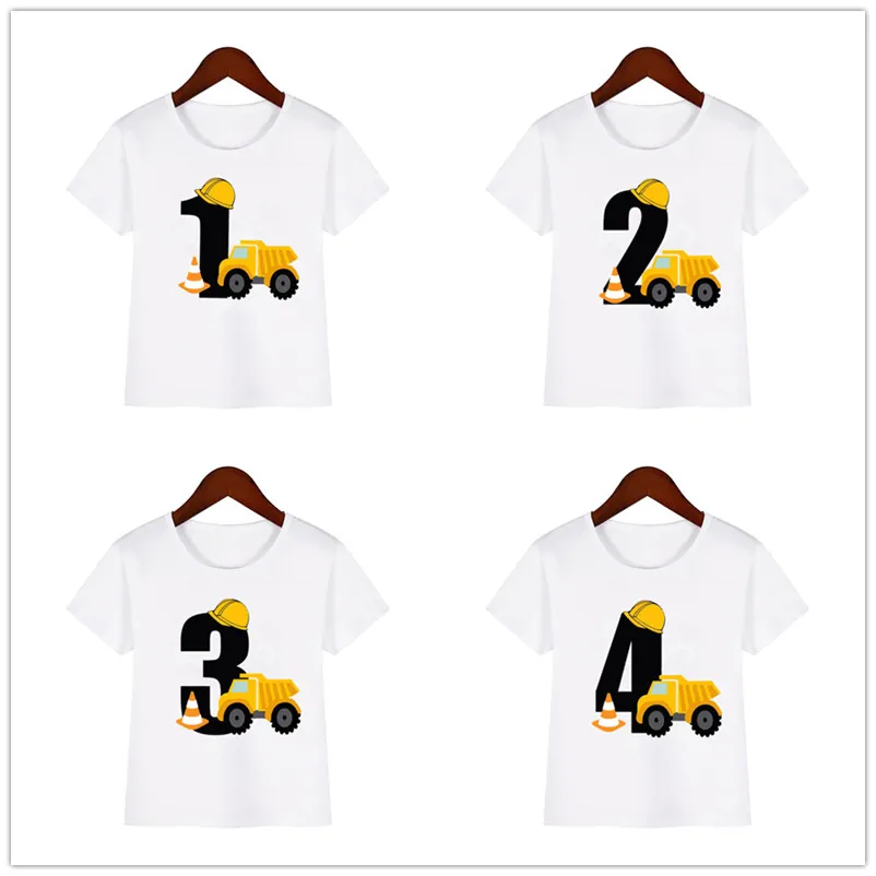 

Baby Boys Kids T-Shirts Excavator Short Sleeve T-shirt Fashion Kids Tshirt 12 3 4 5 6789 Years Construction Boys Birthday Tshirt