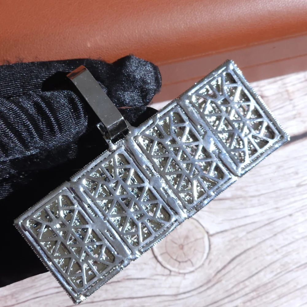 ICE CHARMI مربع مثلج خارج بلينغ مخصص رسالة شخصية لوحة سحر الكوبية سلسلة الهيب هوب الشارع قلادة هدية له لها #6