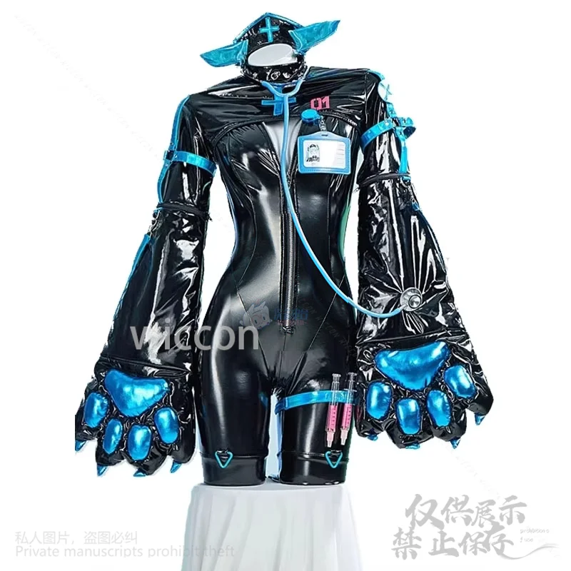 

Anime Mikuuu Cosplay Costumes Women Kawaii Sexy Leather Bodysuit Claws Suit Cute Nurse Uniform Halloween Carnival Party Clothing