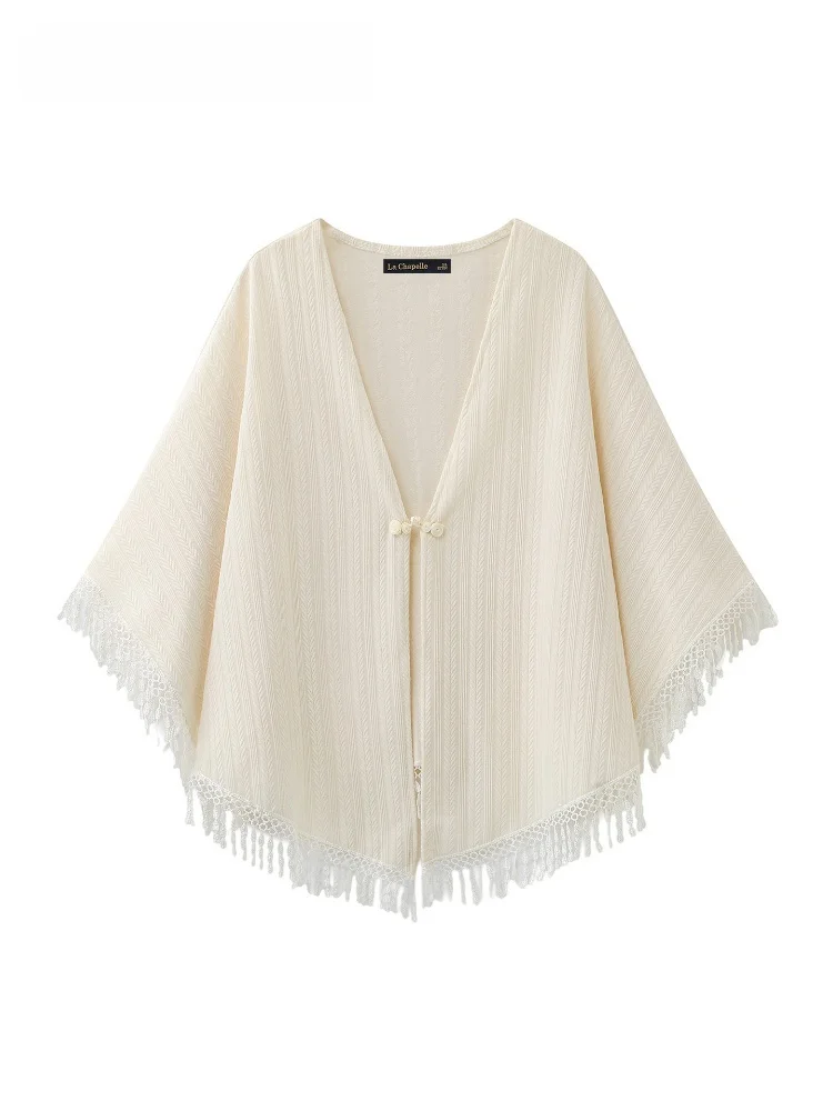 la-chapelle-レディース-ヴィンテージ-チャイナドレス-アウター-カーディガン-春秋-タッセル-ショール-多用途装飾ポリエステル繊維