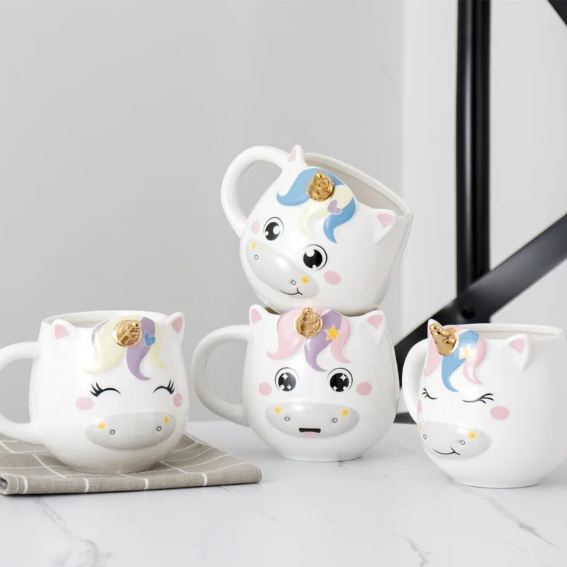 New Unicorn Ceramic mug Small Fresh Candy Milk Cup Office Creative Cup Gift Cup