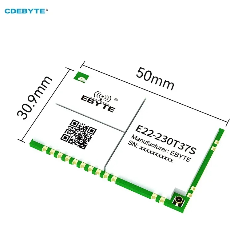 Imagem -02 - Lora Módulo sem Fios 230mhz Cdebyte E22230t37s 5w Ipex Stamp Hole Relay Network Rssi Lbt Longa Distância 25km Smd Uart