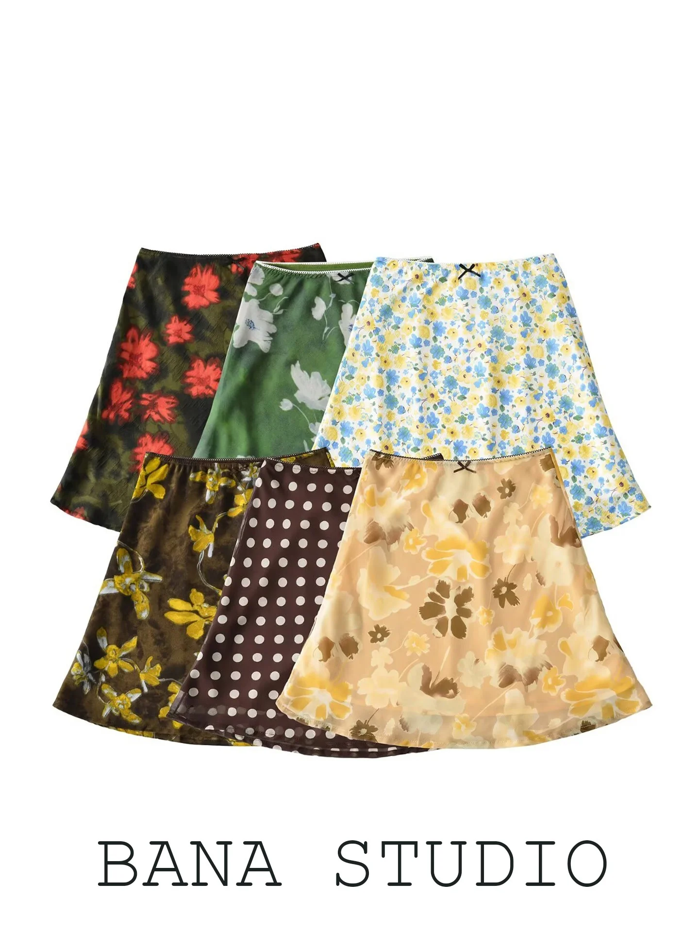 

BANA Retro Fish Tail Half Skirt A-Line Floral Women's Summer 2026 New Small Size Casual High Waist City Commute Daily Use