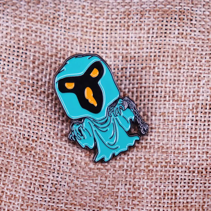 دبوس مطلي بظلال Phanttom من ScoooobyDooo دبوس مطلي بالمينا لون أخضر رداء شبح اشرار كرتونية شارة بروش زينة الظهر مجوهرات #3