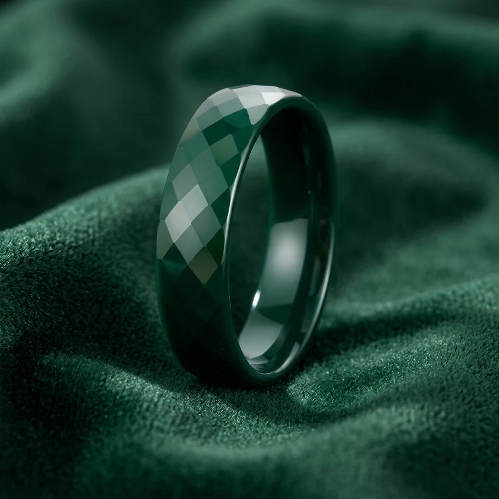 Unique 6mm Ceramic Ring For Women Colorful Diamond Pattern Band Rings Couple Fashion Jewelry