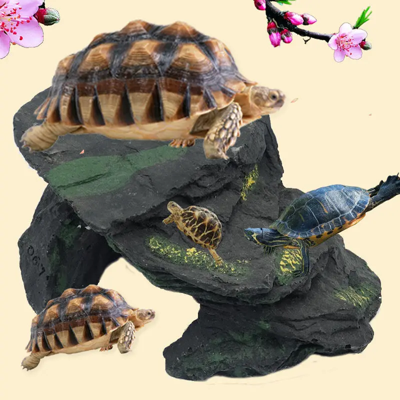 Turtle Sunbathing Platform Lizard Staircase Hideaway House Aquarium Pet Scenery Decoration ABS Material Land Turtle Suitable