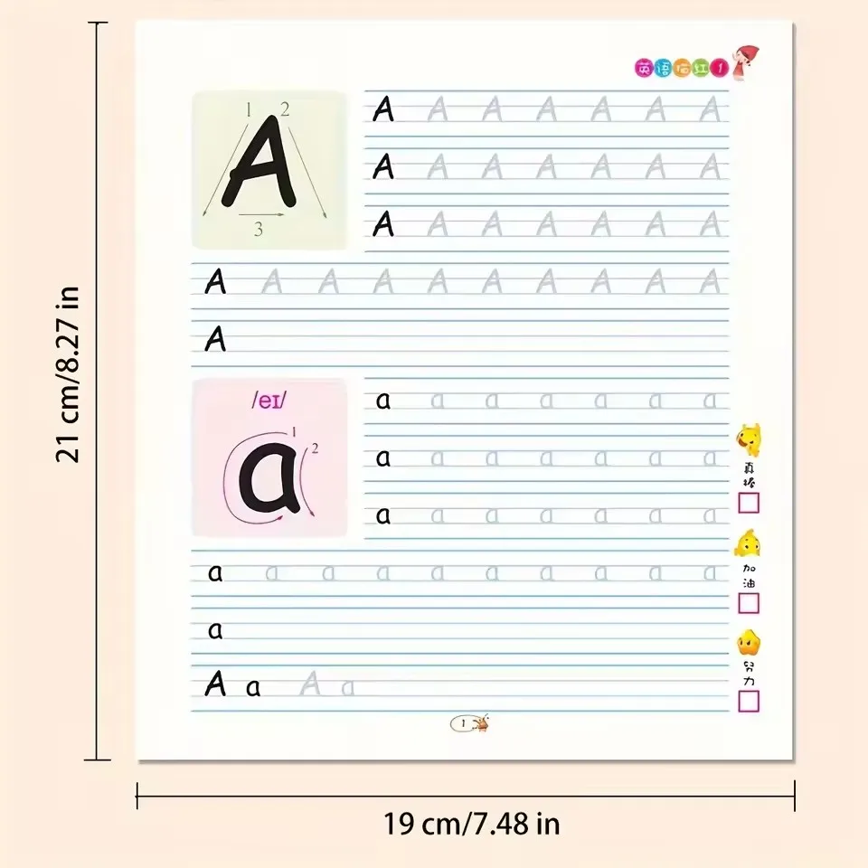 2 Books/set English Tracing Books - ABC Writing Practice Workbooks - Handwriting Exercises - Learn to Write Alphabet