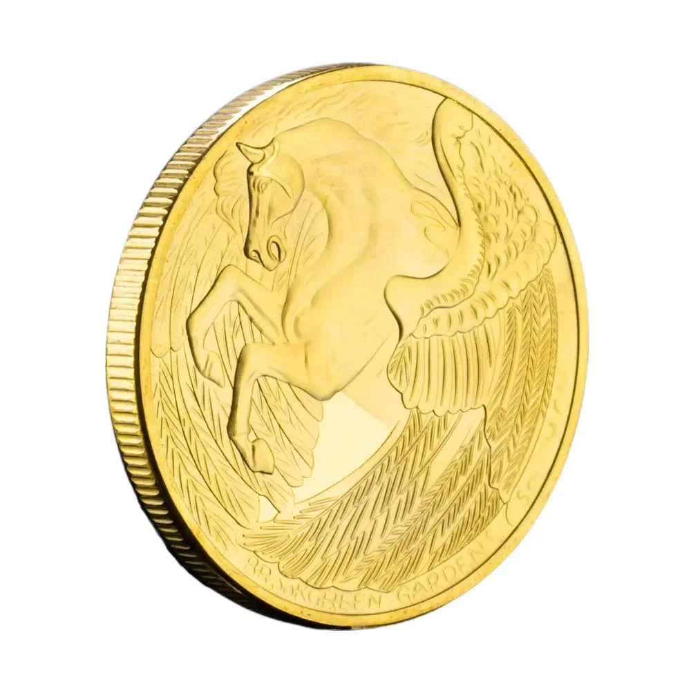 Greek Mythology Pegasus Golden Plated Souvenir Coins Basso-relievo Collection Coin Collectible Gift Home Decor