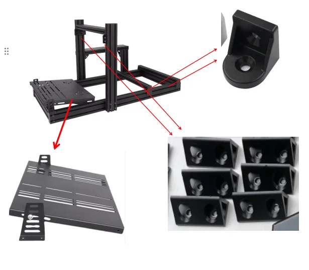 Modelo básico Sim Racing Marco de simulación Personalizado 4080 Extrusión de aluminio Perfil negro Cockpit Corte Servicio de procesamiento Precio