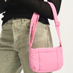 Casual Small Puffer Bag Designer Crossbody Bag for Women Lightweight Nylon Padded Shoulder Bag Candy Color Female Purses 2023