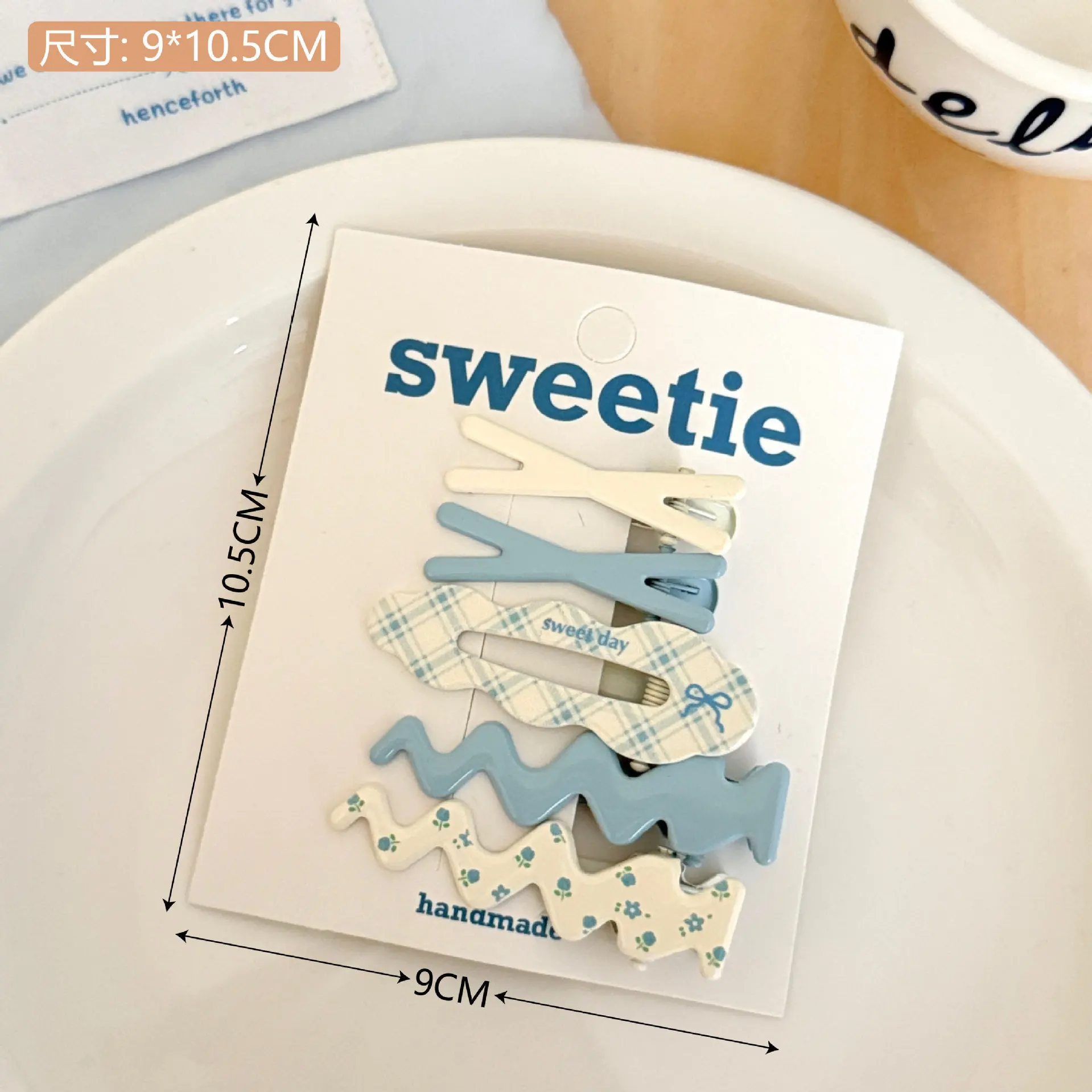 

Sweet Crinkle Hair Clips 3/4/5PCS Floral Check Mix Heart & Dot Designs Square Wave Clamps Non-Slip for Teens Girls