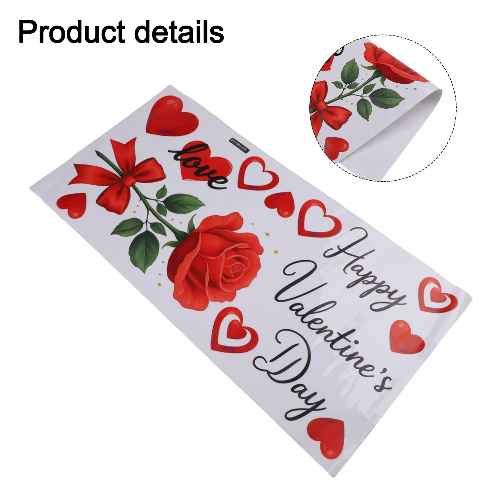 Heart Window Valentine Stickers For Valentine's Day Static Cling Technology Double-sided Print Flower Heart Pattern
