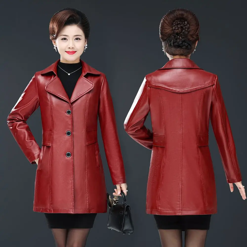 High Quality 2025 Autumn And Winter New  Leather Leather Coat Women's Short Slim Suit Collar Leather Jacket Female's Coat Black