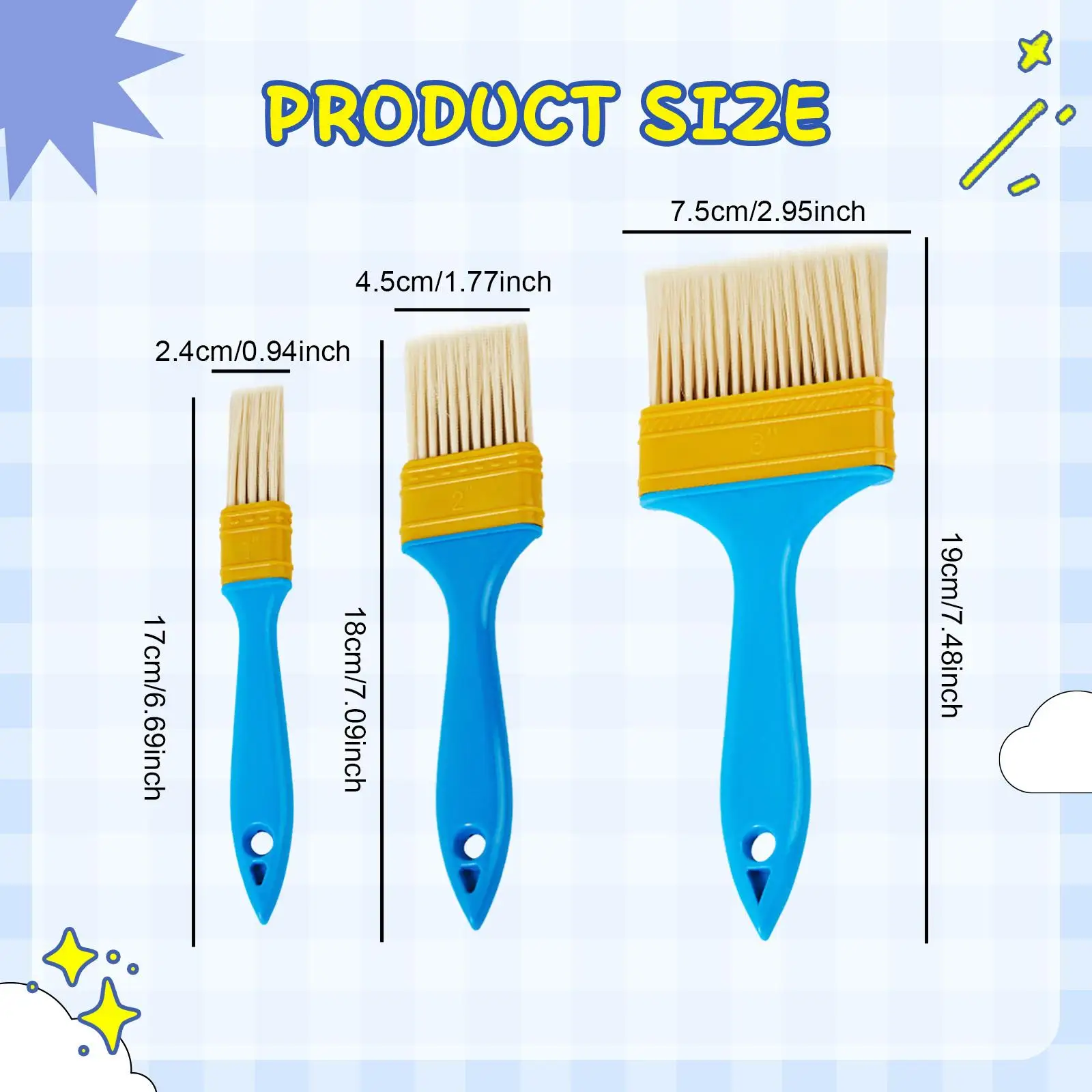 3x Paint Brushes Professional Versatile Paintbrush for Paint Watercolor Oil