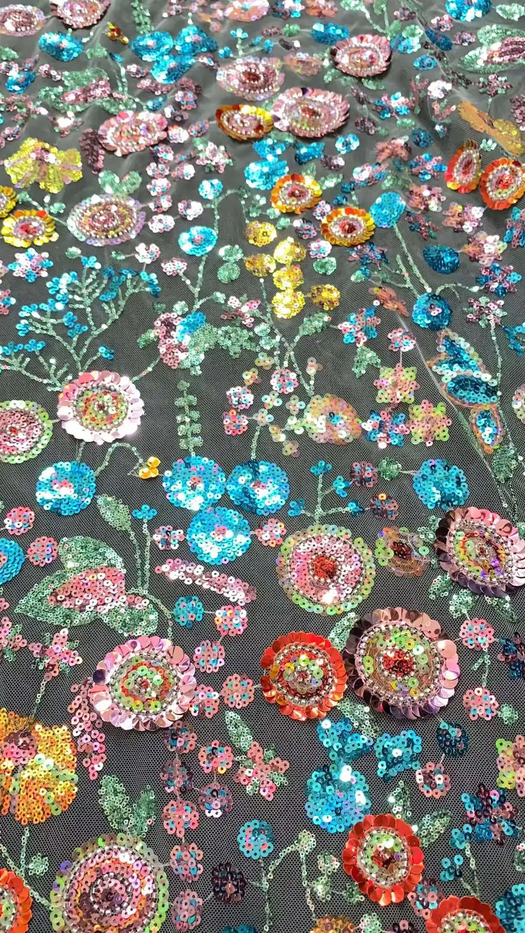 Colorful Good Looking Nigerian Shinny Sequins Beaded Lace Fabric 27JRB-3401 French Embroidered Lady Show or Party Dress