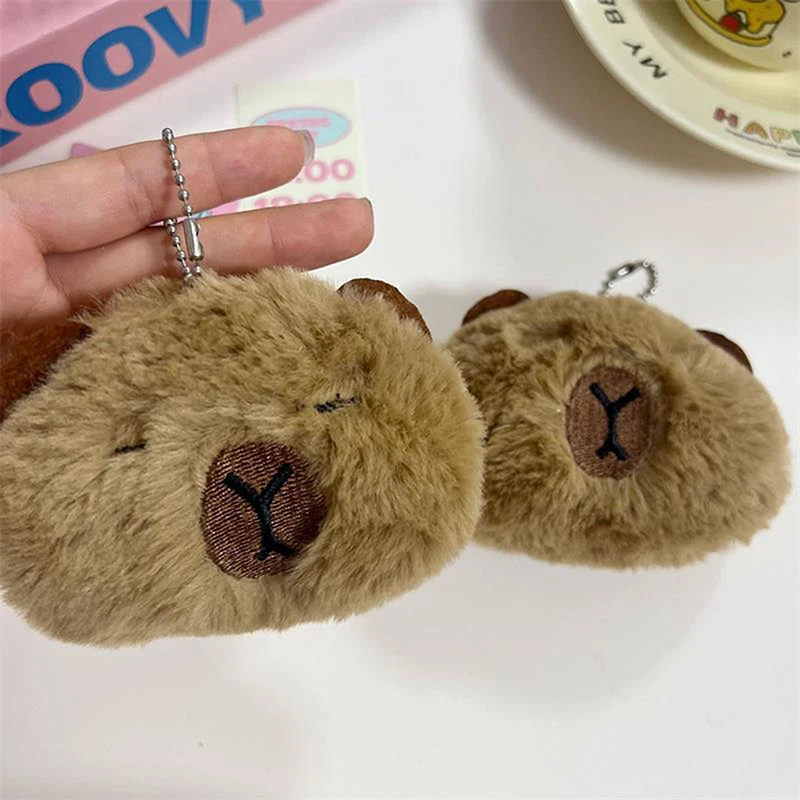 Cartoon Cute Capybara Squeak Plush Dolls Keychain Pendant Car Hanging Decoration Stuffed Toys Bag Ornaments Keyring Charms Gifts