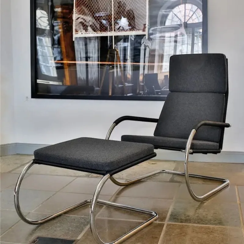 Minimalist stainless steel recliner chair, simple medieval furniture single backrest chair