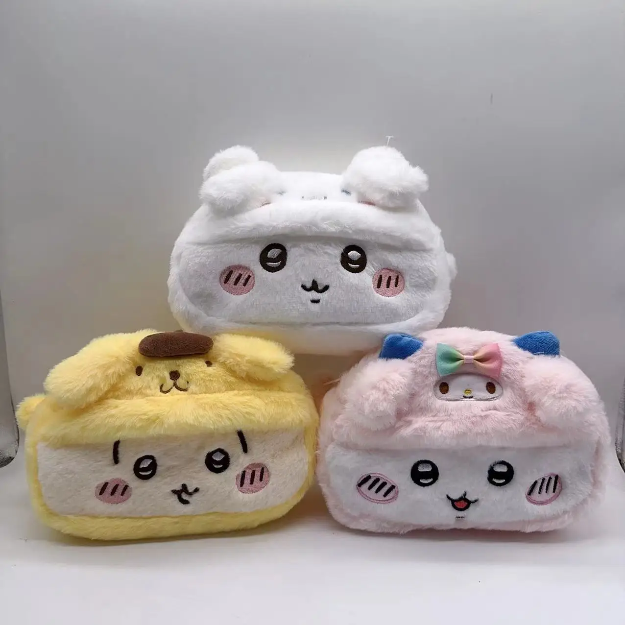 Japanese Cartoon Chiikawa Storage Bag Creative Ins Hachiware Usagi Cute Plush Bag Girl Student Makeup Clutch Zipper Pencil Case