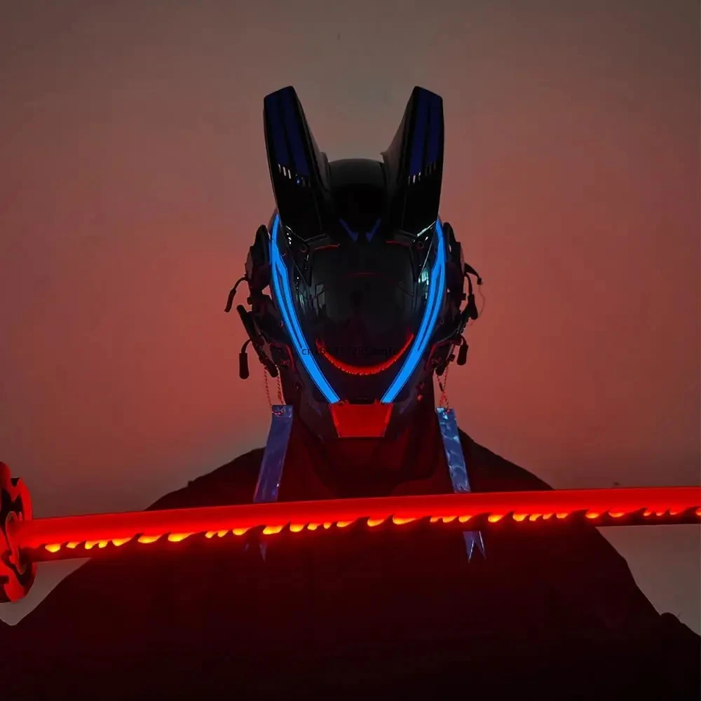 JAUPTO Punk Mask for Men, LED Mask for Women,Futuristic Punk Techwear, Cosplay Halloween Fit Party Music Festival Accessories