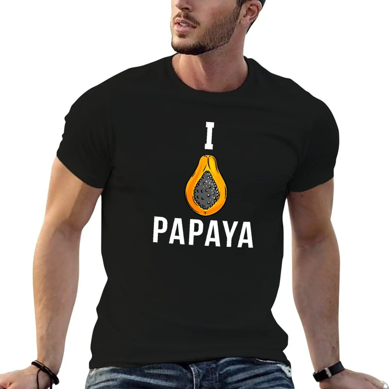 I Love Papaya T-Shirt man t shirts graphic man t shirts for men T-Shirt