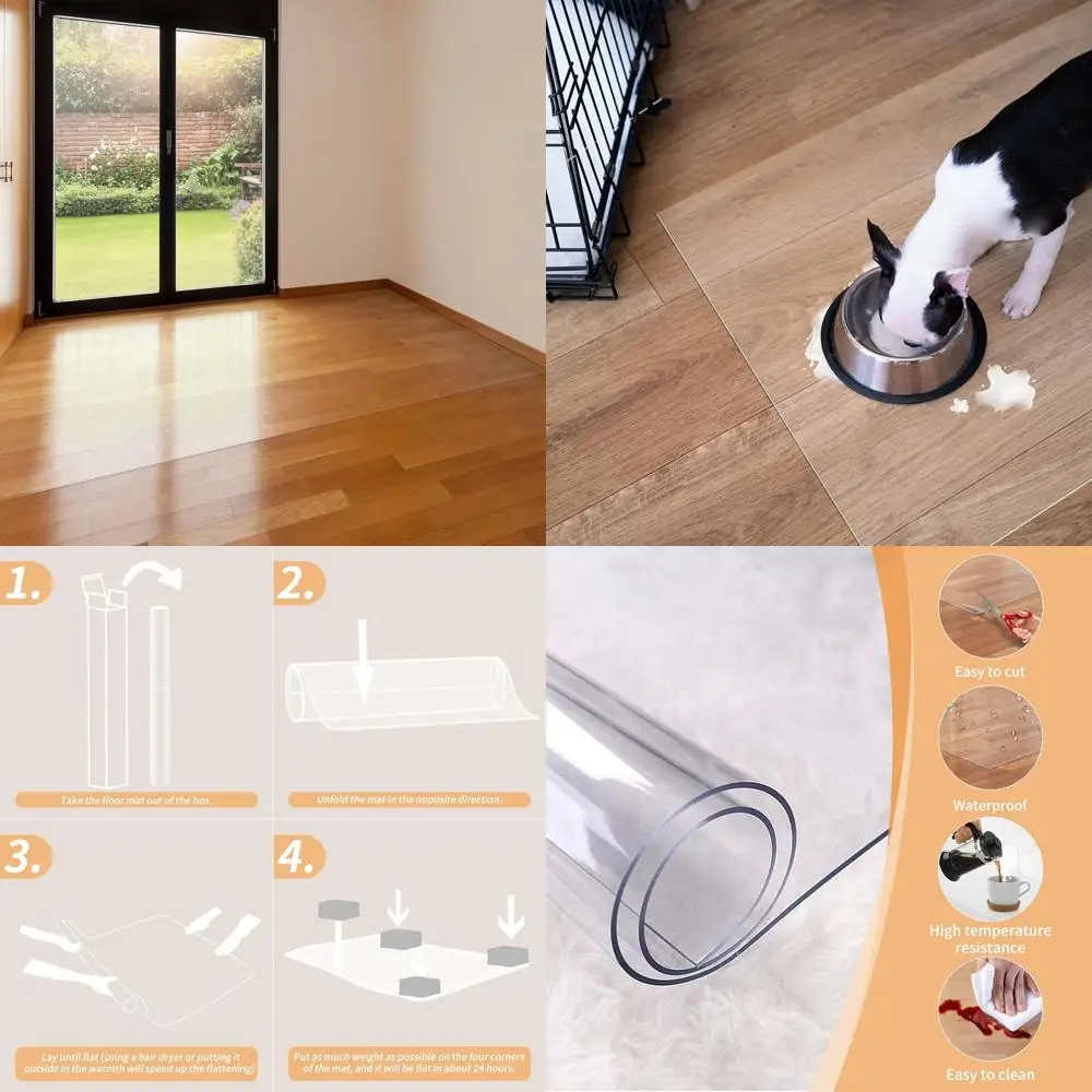 

Extra Large Clear Floor Mat 98.4x47.2 Inches - Pet and Furniture Protector, Plastic Rug Cover, Ideal for Hardwood Floors, Waterp