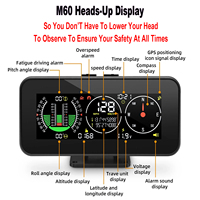 M60 Car Head-Up Display with Gps Intelligent Inclinometer Tilt Pitch Angle Tilt Car Hud Inclinometer Speedometer Compass