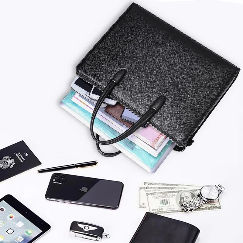 

Мужская кожаная сумка для осени и зимы, большая вместительная сумка с защитой от отпечатков пальцев, практичная деловая сумка из замши