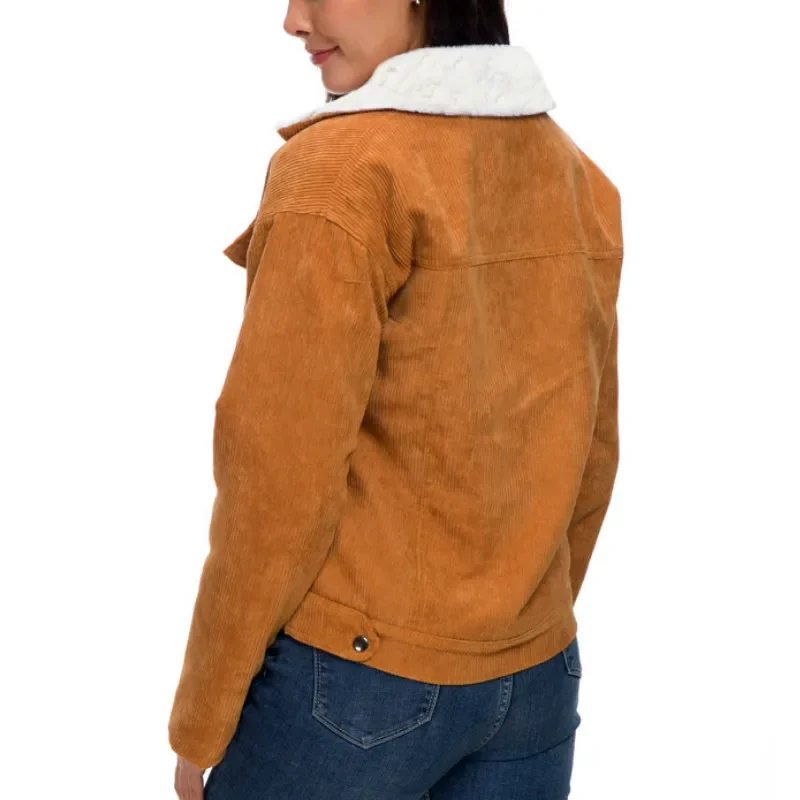 Thick Cotton Jackets Women Winter Thick Fur Lined Coats Parkas Fashion Faux Fur Lining Solid Colors Corduroy Cashmere Outwear