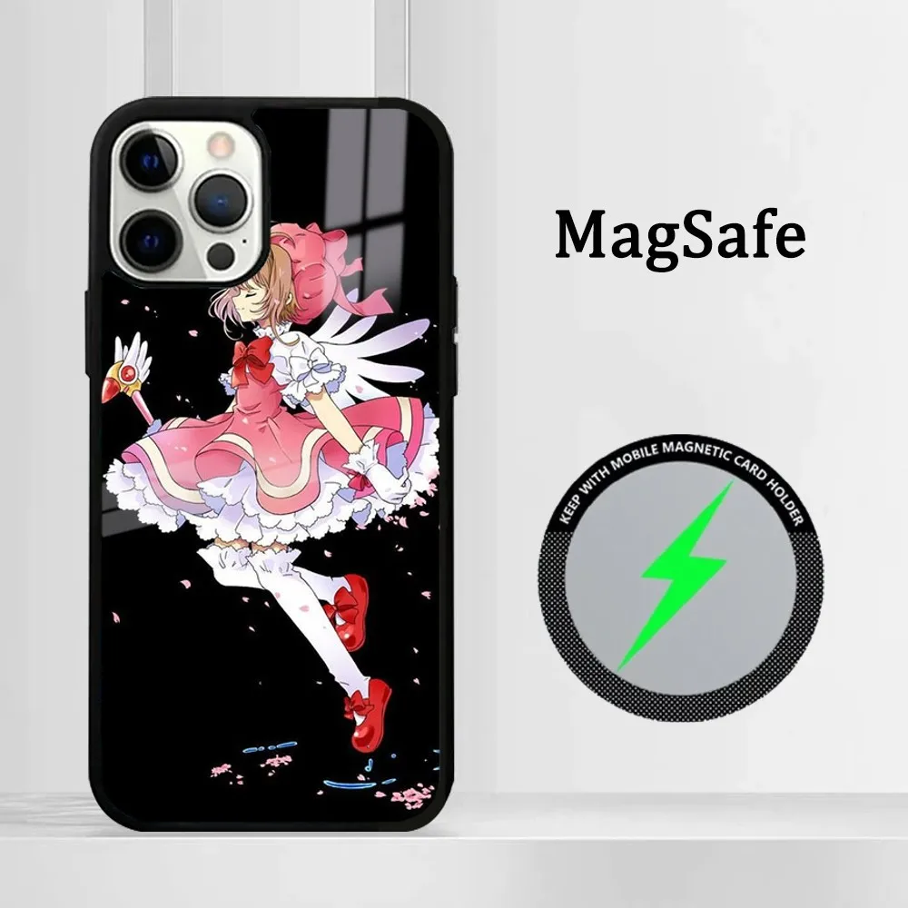 A-Anime C-Cardcaptor S-Sakura Phone Case For iPhone 16 15 14 13 12 11 Pro Max Plus Mini Magsafe Mirror Wireless Magnetic Cover