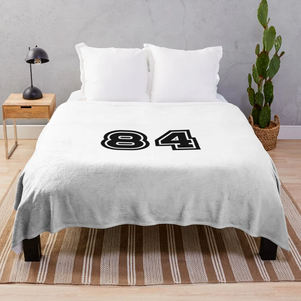 84, eighty-four, black, sport Throw Blanket blankets and throws Vintage Bed Baby Blankets