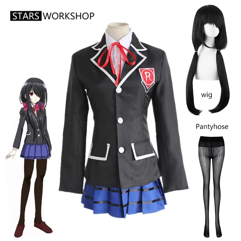 qq34Anime DATE A LIVE Tokisaki Kurumi Cosplay Costumes High School Uniform Coat Shirt Skirt Halloween Carnival Party Suit