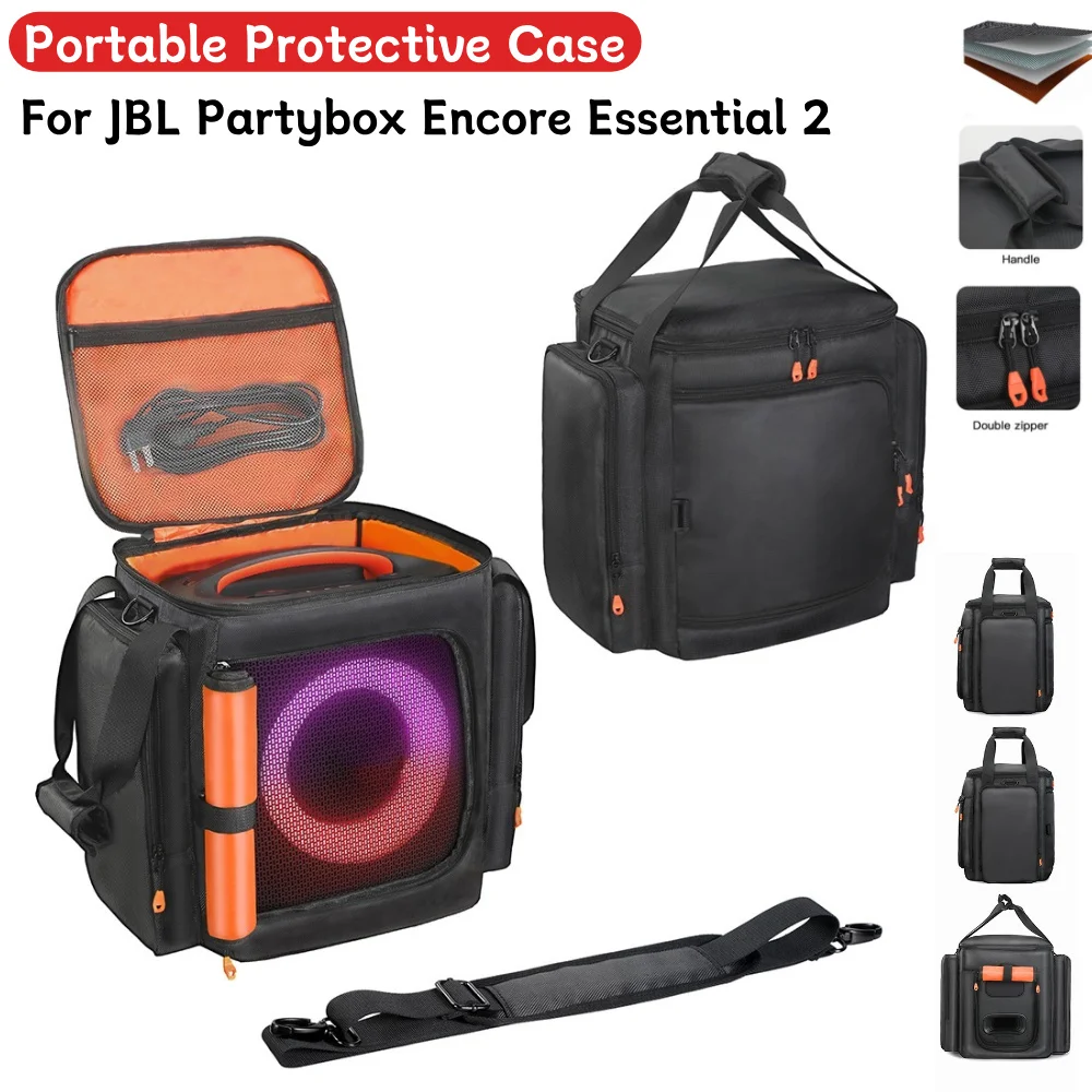 

Чехол для портативной колонки JBL Partybox Encore Essential 2 с карманом для микрофона, мягкий защитный чехол для колонки, сумка для переноски колонки