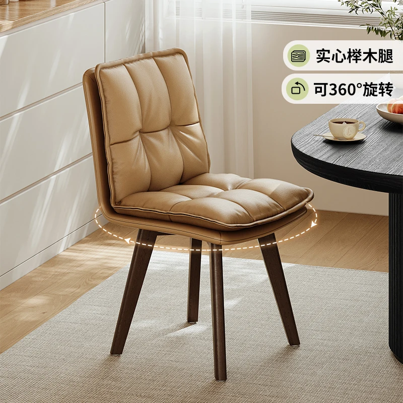 Medieval Solid Wood Dining Chair Household 6 New Backrest Dining Table Chair Small Apartment Light Luxury High-end Makeup Stool