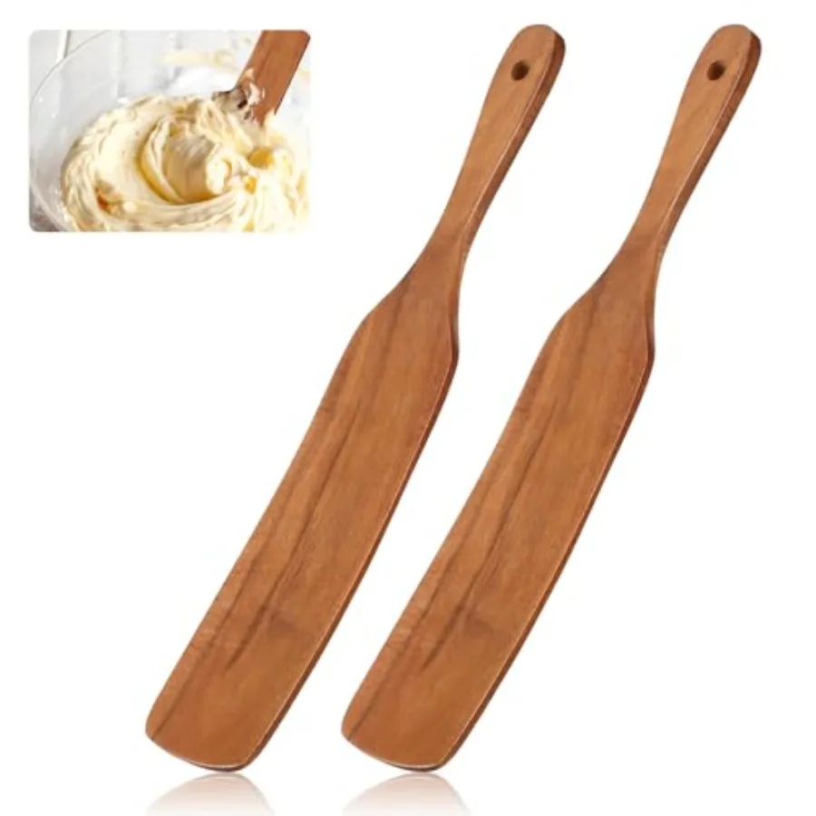 

2-Pack 13.8 Ih Acacia Wooden Spatula for Cng Spurtle Spatula With Hanging Hole Wooden Spurtle Cng Utensils Tool for Sourdough S