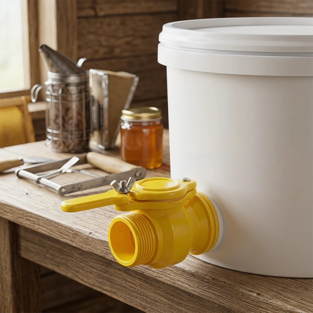Removable Stainless Steel Honey Tap Durable Yellow Gate Valve Tool Beekeeping Extractor Food Industry